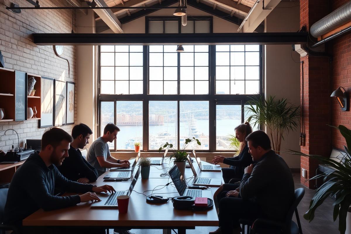 A Wellington startup at work in a converted Te Aro warehouse.